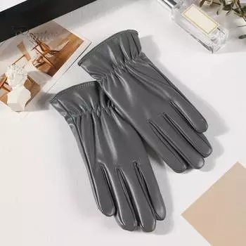 1 пара зимних перчаток для велоспорта, морозостойкие, с плюшевой подкладкой, для сенсорного экрана, ветрозащитные, из искусственной кожи, однотонные, нескользящие, для холодной погоды на открытом воздухе бежевый