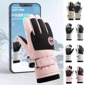 1 пара зимних перчаток для велоспорта с сенсорным экраном, унисекс, водонепроницаемые, ветрозащитные, толстые, теплые, мягкие, противоскользящие, с отличным трением, для ладоней, для катания на лыжах на открытом воздухе белый