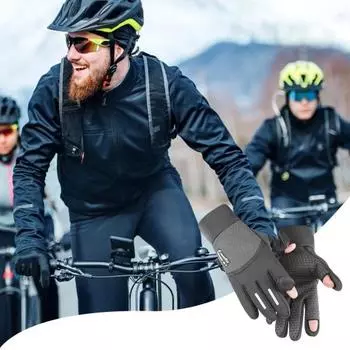 1 пара зимних перчаток для велоспорта, теплые, с откидным верхом, с сенсорным экраном, нескользящие, ветрозащитные, водонепроницаемые, для холодной погоды, мужские перчатки для езды на мотоцикле, катания на лыжах серый