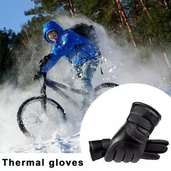 1 пара зимних перчаток для верховой езды, чехол на кончик пальца, сенсорный экран, водонепроницаемые, утолщенные, теплые, ветрозащитные, с пятью пальцами, эластичные противоскользящие мужские перчатки на запястье A