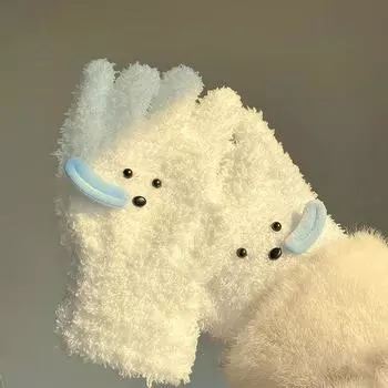 1 пара зимних перчаток с пятью пальцами, милые плюшевые перчатки для собак, теплые, непромокаемые перчатки для женщин и девочек, варежки для езды на велосипеде, подарки жёлтый