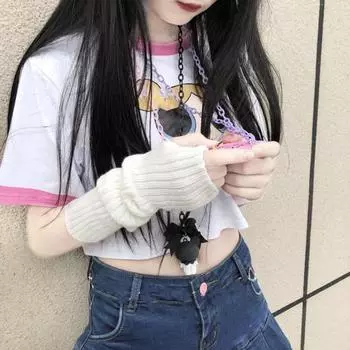 1 пара зимних перчаток, толстые, высокоэластичные, без пальцев, однотонные, противоскользящие, ветрозащитные, легкие розовый