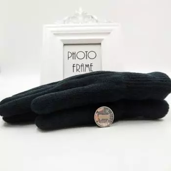 1 пара зимних перчаток унисекс, двухслойные утолщенные плюшевые вязаные перчатки на пять пальцев, унисекс, нескользящие, для холодной погоды, для вождения, гольфа, катания на лыжах и коньках чёрный