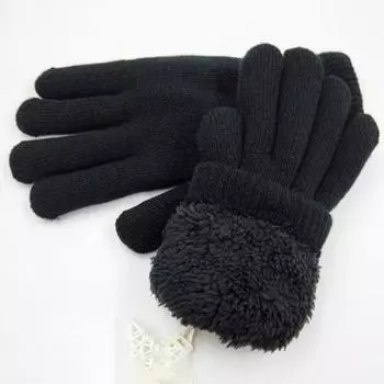 1 пара зимних перчаток унисекс, двухслойные, утолщенные, плюшевые, вязаные, на пять пальцев, унисекс, противоскользящие