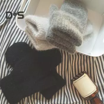 1 пара зимних перчаток, утолщенные плюшевые вязаные перчатки на пять пальцев, унисекс, нескользящие, для холодной погоды, для вождения, гольфа, катания на лыжах и коньках чёрный