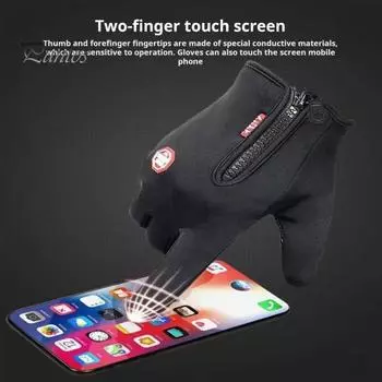 1 пара зимних перчаток, водонепроницаемые, износостойкие, противоскользящие, для велоспорта, скалолазания, на молнии, толстые, плюшевые, ветрозащитные, для сенсорного экрана на пять пальцев, для спорта на открытом воздухе XL синий