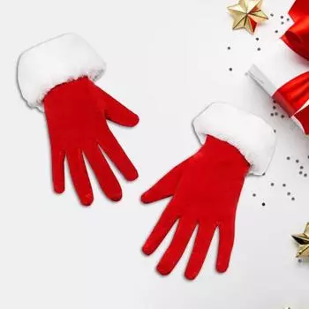 1 пара зимних рождественских перчаток с толстой плюшевой отделкой, нескользящие, эластичные, сохраняющие тепло, ветрозащитные