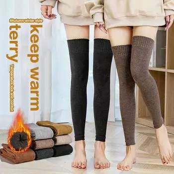 1 пара зимних теплых наколенников для женщин, мужчин, пожилых людей, при простуде, артрите ног, наколенники для поддержки колена, защита для бега кролика чёрный