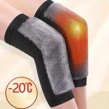 1 пара зимних теплых наколенников для женщин, мужчин, пожилых людей, наколенники для поддержки холодных ног, защита колена для бега из меха кролика S серый