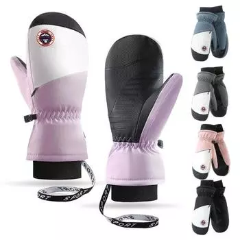 1 пара зимних теплых перчаток для мужчин и женщин, варежки для занятий спортом на открытом воздухе, термостойкая плюшевая подкладка для холодной погоды, ветрозащитные водонепроницаемые снежные перчатки для бега синий