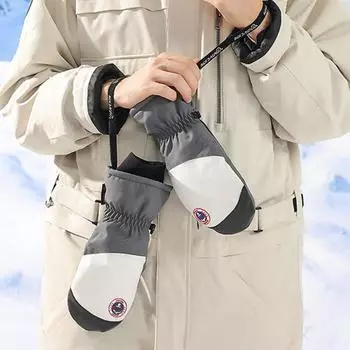 1 пара зимних теплых перчаток для мужчин и женщин, варежки для занятий спортом на открытом воздухе, термостойкая плюшевая подкладка для холодной погоды, ветрозащитные водонепроницаемые снежные перчатки для бега серый