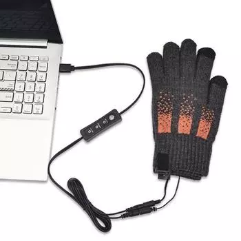 1 пара зимних теплых перчаток с подогревом, мягкие дышащие, двухсторонние, с подогревом, мужские темно-серого