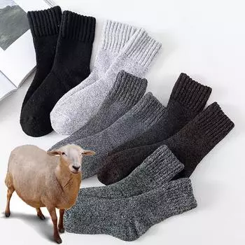 1 пара зимних теплых женских носков, шерстяные мужские носки, очень плотные однотонные носки, шерстяные носки для защиты от холодного снега, махровые носки EUR36-42 чёрный