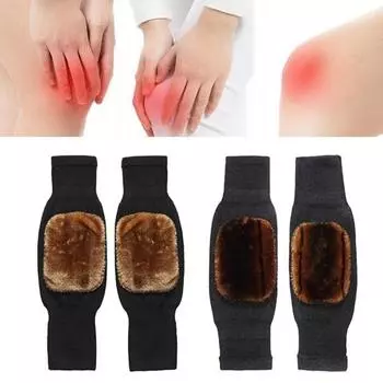 1 пара зимних термонаколенников, вязаные утолщенные плюшевые, эластичные, мягкие, сохраняющие тепло, противоскользящие наколенники, гетры, обертывания, носки, наколенники