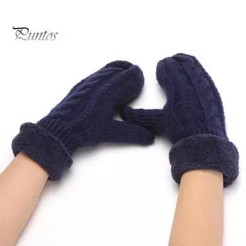 1 пара зимних варежек унисекс, двухслойные, скрученные, толстые, плюшевые, вязаные, нескользящие, для холодной погоды, для вождения, гольфа, катания на лыжах, коньках белый