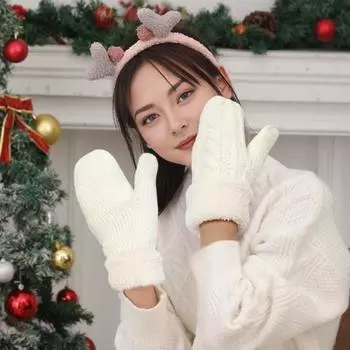 1 пара зимних варежек унисекс, двухслойные, скрученные, толстые, плюшевые, вязаные, нескользящие, для холодной погоды, для вождения, гольфа, катания на лыжах, коньках чёрный