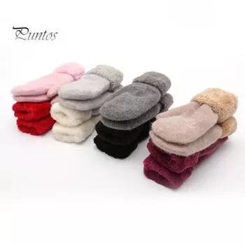 1 пара зимних варежек унисекс, двухслойные, утолщенные, плюшевые, вязаные, нескользящие, для холодной погоды, для вождения, гольфа, катания на лыжах и коньках