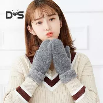 1 пара зимних варежек унисекс, двухслойные, утолщенные, плюшевые, вязаные, нескользящие, для холодной погоды, для вождения, гольфа, катания на лыжах и коньках