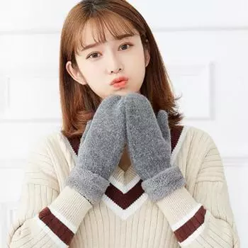 1 пара зимних варежек унисекс, двухслойные, утолщенные, плюшевые, вязаные, нескользящие, для холодной погоды, для вождения, гольфа, катания на лыжах и коньках