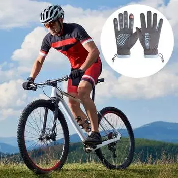 1 пара зимних велосипедных перчаток, теплые, с сенсорным экраном, противоскользящие, ветрозащитные, водонепроницаемые, для холодной погоды темно-синий/чёрный
