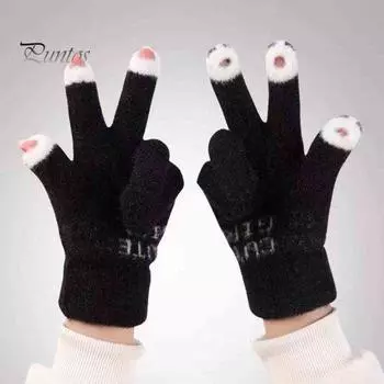 1 пара зимних женских перчаток с открытыми кончиками пальцев для сенсорного экрана, толстые плюшевые эластичные противоскользящие теплые перчатки для велоспорта, катания на коньках, использования в помещении и на открытом воздухе зелёный
