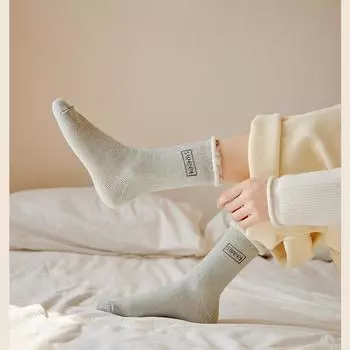 1 пара зимних женских утолщенных средних плюшевых теплых носков для сна, пушистые мягкие удобные женские носки-тапочки светло-желтого