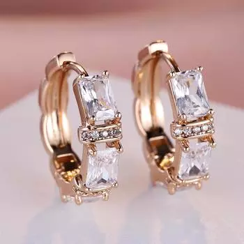 1 пара золотистого цвета, прямоугольные серьги принцессы с белым камнем, висячие серьги-крючки, свадебные украшения, подарки белый