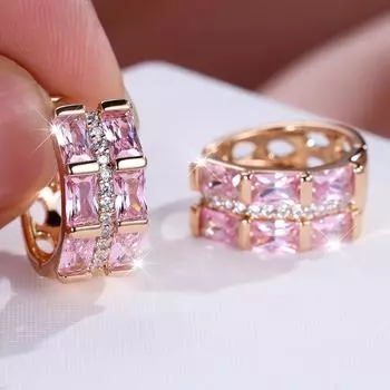 1 пара золотистого цвета, прямоугольные серьги с белым розовым камнем, штабелируемые серьги-капли, висячие серьги-крючки, свадебные украшения, подарки белый