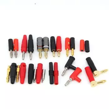 1 пара Золотой металл Медь 4 мм банан мужской женский женский разъем гнездо красный черный аудио динамик винт ангел штекер без пайки 1pair Type 1