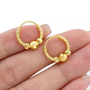 1 пара золотых элегантных аксессуаров для костюмов в европейском стиле, подарки на вечеринку, стильные романтические серьги-шарики, маленькие украшения-кольца