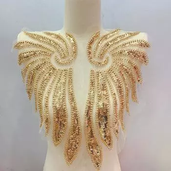 1 пара золотых бусинок с крыльями ангела, вышитая нашивка, аппликация, сделай сам, ремонтная аппликация золотистый