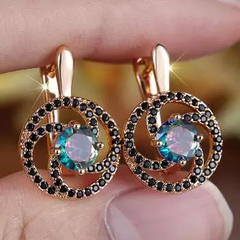 1 пара золотых геометрических серег-подвесок в виде круга для женщин, винтажные цирконовые украшения для вечеринки, подарок разноцветный