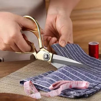 Золотые ножницы для ткани из нержавеющей стали, острые портновские ножницы, профессиональные ножницы для пошива одежды, сверхпрочные портновские ножницы для шитья 8in