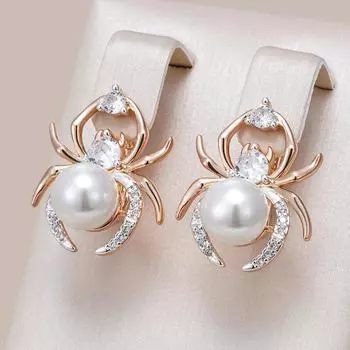 1 пара золотых сережек-пауков в форме искусственного жемчуга для женщин, аксессуары для вечеринок с животными золотой