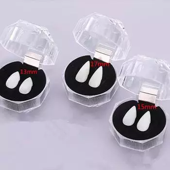 1 пара зубов вампира, клыки, протезы, реквизит, костюм на Хэллоуин, реквизит, накладные зубы, твердый клей, клей для протезов, декор для Хэллоуина 17mm 2pcs