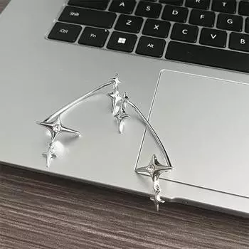 1 пара звездных ушных манжет для женщин циркониевый крест звезда кулон ушной клипса без пирсинга милые крутые серьги Y2K ушные крючки ювелирные изделия