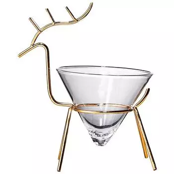 1 PC 160ml Lead Free Creative Fancy Metal Fawn Dear Shaped Frame Support Cocktail Glass Cup Juice Beverage Glasses 101-200ml