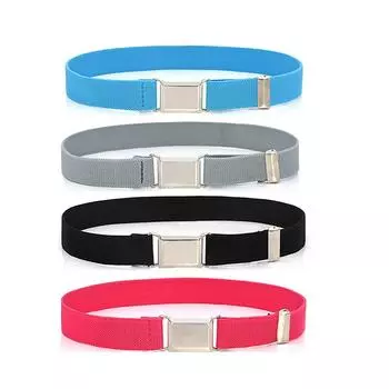 1 Pc Adjustable Children s Belt Boys And Girls Elasticated Monochrome Canvas Trouser Belt Easy Buckle Belt