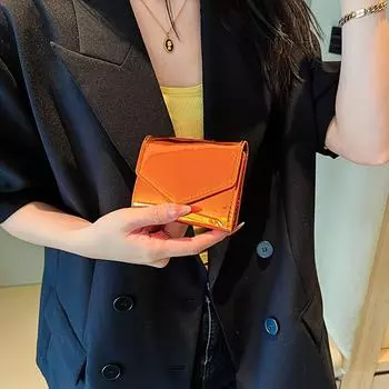 1 Pc Bright Patent Leather Casual Clutch - A Versatile Change Bag and Retro - Style Small Wallet оранжевый