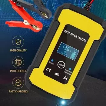 1 шт. Автомобильное зарядное устройство для аккумулятора, импульсное, для ремонта мотоциклов и автомобилей, подходит для зарядки свинцово-кислотных аккумуляторов с 12 В 6 А жёлтый