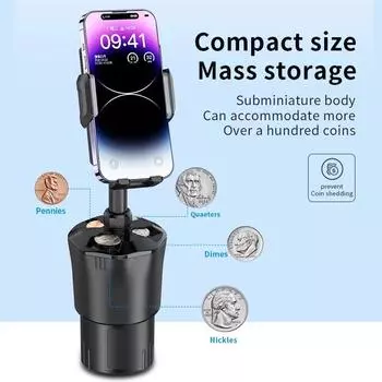 1 PC Car Mounted Water Cup Holder Coin Storage Box Car Coin Phone Holder Scalable and Twistable Universal Version чёрный
