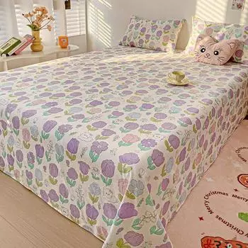 1 шт. Простыня с рисунком мультфильма, односпальная/Королева/Королевский размер, верхняя простыня с реактивным принтом для двуспальных кроватей, простыня с милой собакой для детей 120x230cm 1pc