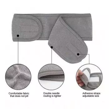 1 PC Makeup Hairband Eyelashes Extension Spa Facial Headband Makeup Wrap Head Terry Cloth Headband Stretch Towel With Magic Tape чёрный