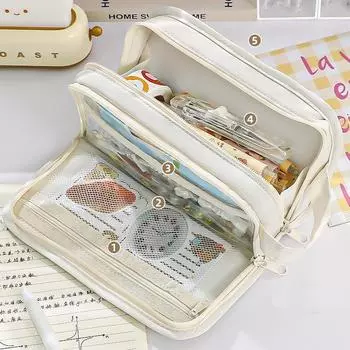 1 шт. Минималистичный детский пенал для мальчиков и девочек, модный однотонный прозрачный пенал для ручек, большая вместимость, сумка-органайзер для канцелярских принадлежностей