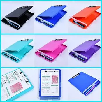 1 Pc Plastic Clipboard File Box Case Document File Folders Test Paper Organizer Writing Pad Stationery School Office Supplies зелёный