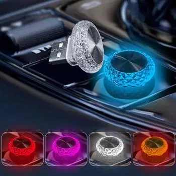 1 Pc RGB Car USB Ambient Light Mini LED Decorative Atmosphere Lamps For Auto Interior Environment Light Computer Light Plug Play синий