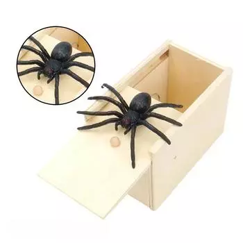 1 PC Trick Spider Funny Scare Box Wooden Hidden Box Quality Prank Wooden Scare Box Fun Game Prank Trick Funny Gifts