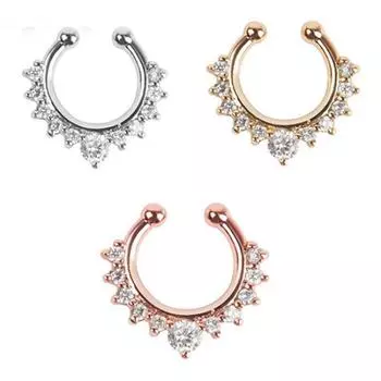 1 шт. U-образный непирсинговый зажим для поддельной перегородки носа-кликера розового золота