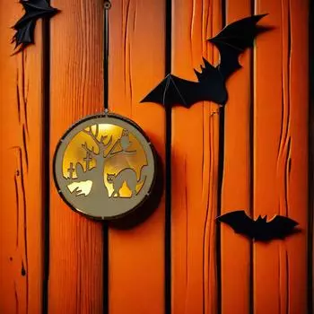 1 PC Wooden LED Hanging Lights (No Battery) Pumpkin Ghost Witch Party Decorations Halloween Decorations Holiday Gifts