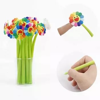 1 Pciece Lytwtw s Cute Soft Fruit Sunflower Sun Flower Gel Pen Office School Supplies Stationery Creative Sweet Pretty Funny black-1 pcs